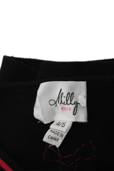 Milly Girls Long Sleeve Bow Detail Button-Down Cardigan Sweater Black Size 4-5