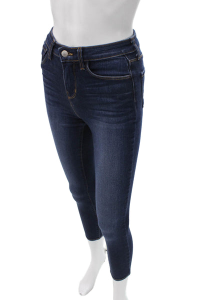 L'Agence Womens Skinny Jeans Blue Viscose Button Size 24