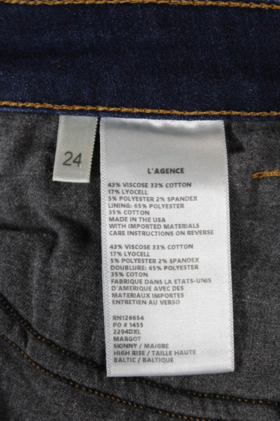 L'Agence Womens Skinny Jeans Blue Viscose Button Size 24