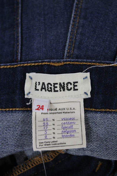 L'Agence Womens Skinny Jeans Blue Viscose Button Size 24