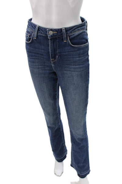 L'Agence Women Straight Jeans Blue Button Cotton Size 25
