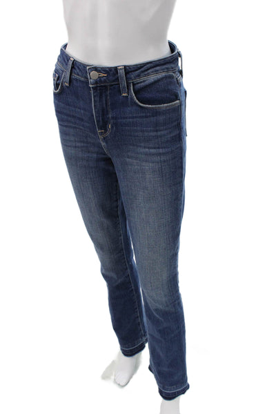 L'Agence Women Straight Jeans Blue Button Cotton Size 25