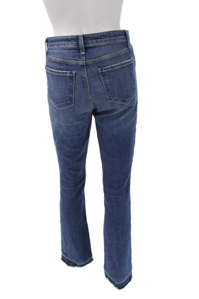 L'Agence Women Straight Jeans Blue Button Cotton Size 25