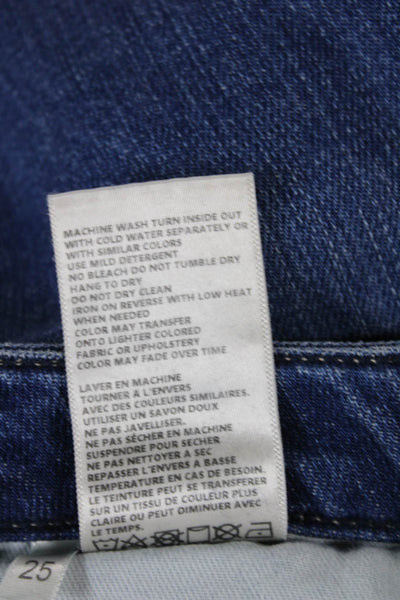 L'Agence Women Straight Jeans Blue Button Cotton Size 25