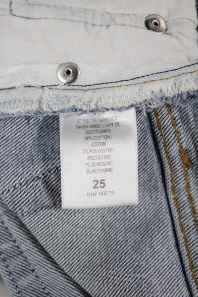 Re/Done Women Cropped Blue Jeans Mid Rise 27 Inseam Cotton Blend Size 25