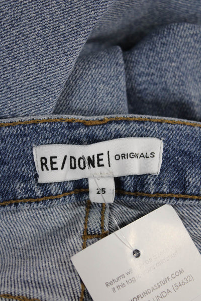 Re/Done Women Cropped Blue Jeans Mid Rise 27 Inseam Cotton Blend Size 25