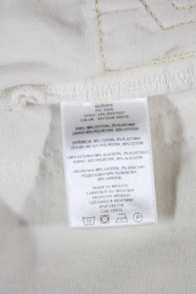Re/Done Women Straight Jeans White High Rise Button Size 25