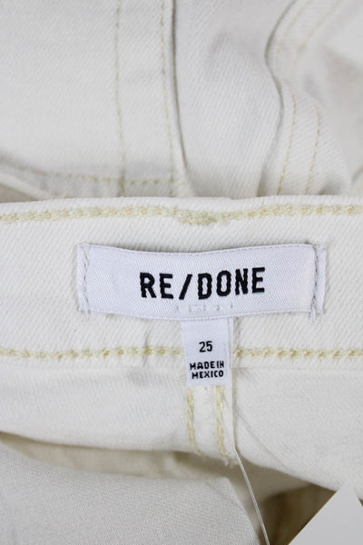 Re/Done Women Straight Jeans White High Rise Button Size 25
