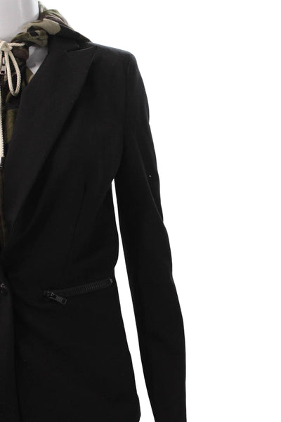 Central Park West Womens Basic Jacket Black Camouflage LongSleeve Size XS