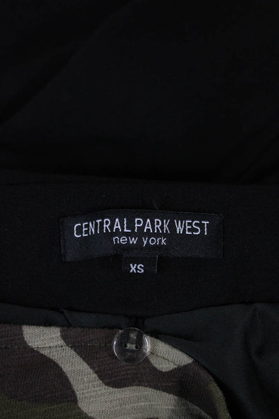 Central Park West Womens Basic Jacket Black Camouflage LongSleeve Size XS