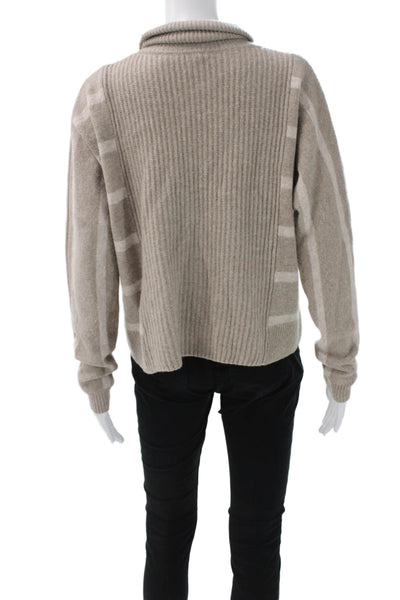 Splendid Women Turtleneck Sweater Striped Beige Wool Long Sleeve Size XS