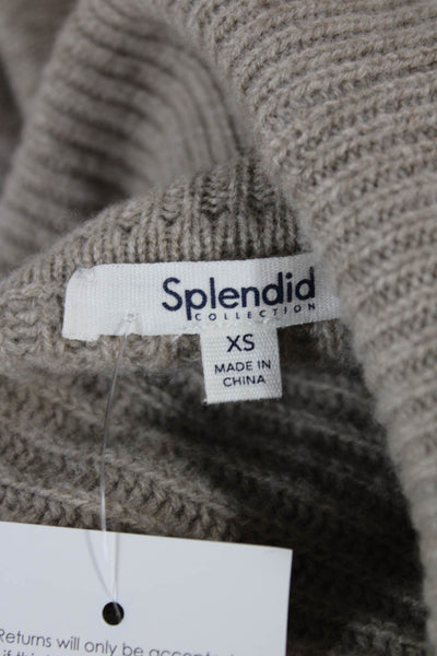 Splendid Women Turtleneck Sweater Striped Beige Wool Long Sleeve Size XS