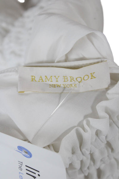 Ramy Brook Womens White High Neck Long Sleeve Basic Blouse Polyester Size S