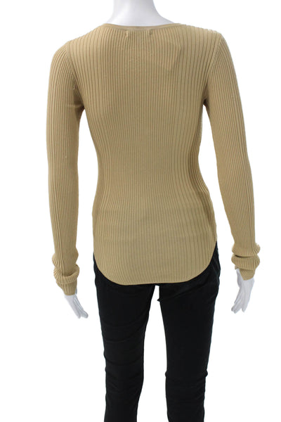 Rag & Bone Womens Beige V-Neck Long Sleeve Basic T-Shirt Size XS