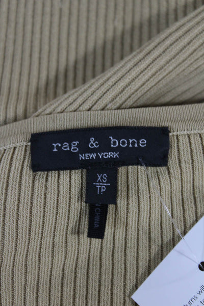 Rag & Bone Womens Beige V-Neck Long Sleeve Basic T-Shirt Size XS