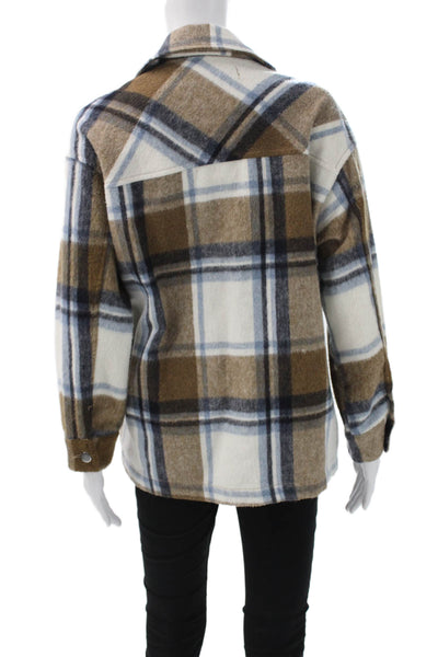 Zara Womens Basic Jacket Plaid Multicolor Collared Snap Polyamide Size XS