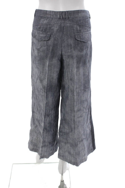 Marrakech Women Cropped Gray Striped Linen Drawstring Pants Size 27