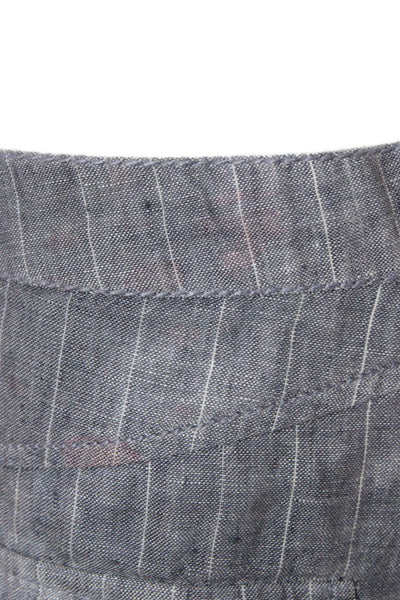 Marrakech Women Cropped Gray Striped Linen Drawstring Pants Size 27