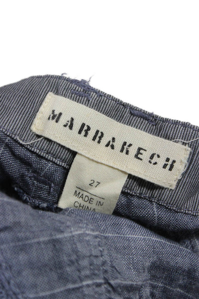 Marrakech Women Cropped Gray Striped Linen Drawstring Pants Size 27