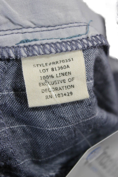 Marrakech Women Cropped Gray Striped Linen Drawstring Pants Size 27