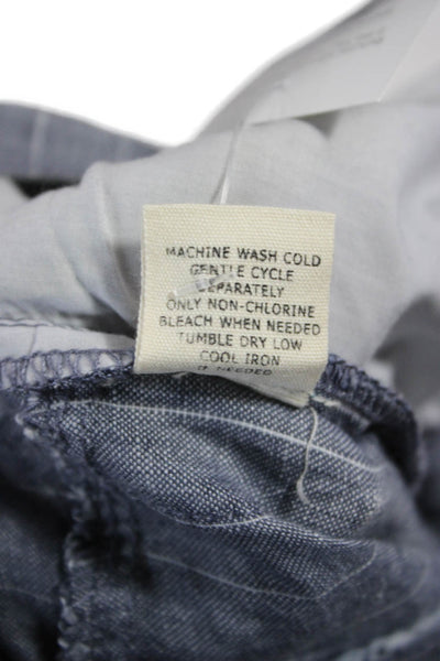 Marrakech Women Cropped Gray Striped Linen Drawstring Pants Size 27