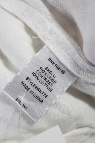 Michael Stars Women Biker Linen Collared Sleeveless Vest White Size S