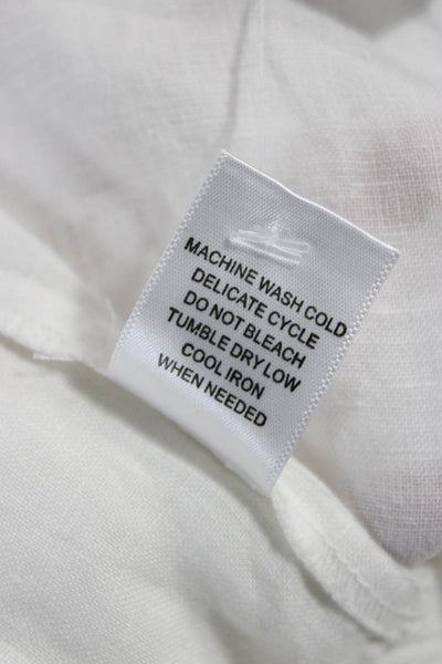 Michael Stars Women Biker Linen Collared Sleeveless Vest White Size S