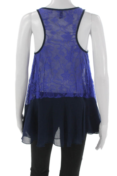 Free People Womens Camisole Blue Floral Scoop Neck Polyester Boho Size S