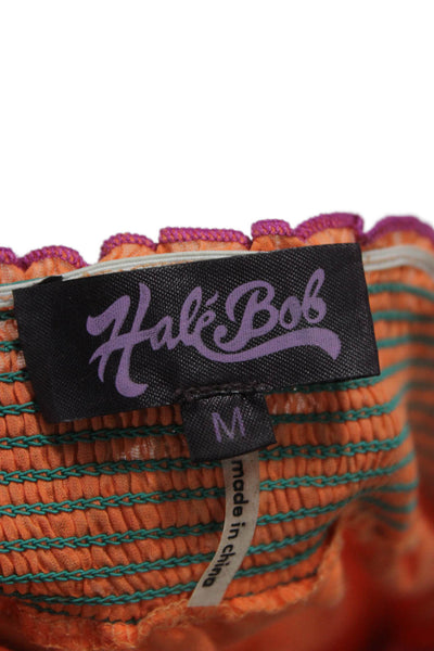 Hale Bob Women Orange Geometric Halter Tunic Cotton Boho Size M