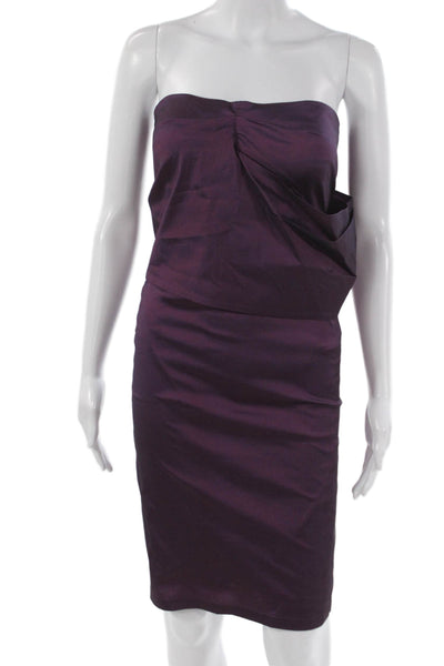 Talbot Runhof Women Purple Strapless Sheath Dress Size S