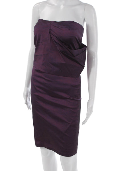 Talbot Runhof Women Purple Strapless Sheath Dress Size S