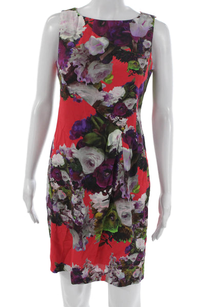 Nanette Lepore Womens Sheath Dress Floral Boatneck Sleeveless Size 2
