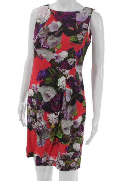 Nanette Lepore Womens Sheath Dress Floral Boatneck Sleeveless Size 2