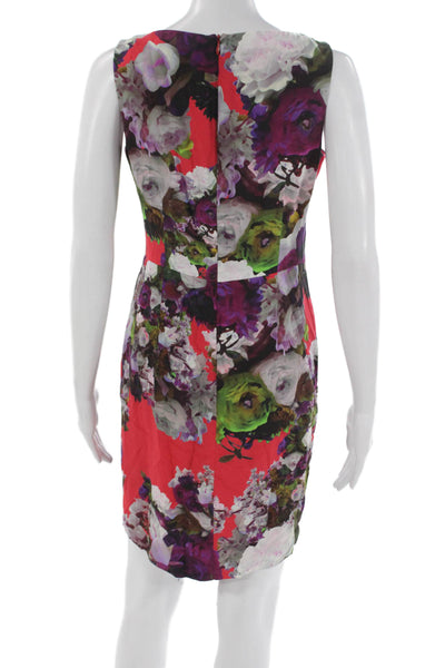 Nanette Lepore Womens Sheath Dress Floral Boatneck Sleeveless Size 2
