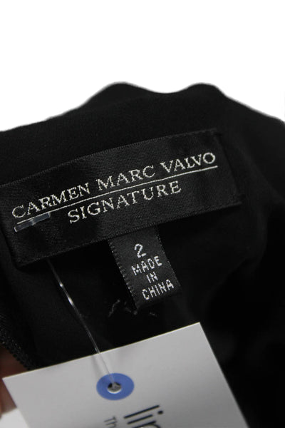 Carmen Marc Valvo Womens Black Rayon V Neck Sleeveless Maxi Dress Mid-Calf Size