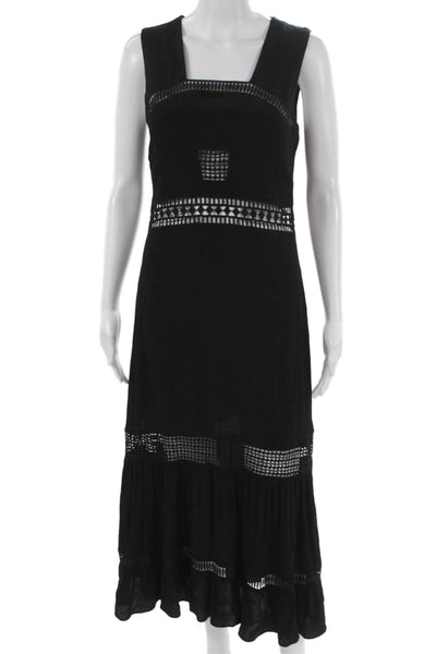 Nicole Miller Collection Women Maxi Dress Black Square Neck Sleeveless Size 4