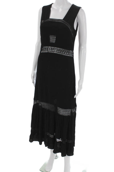 Nicole Miller Collection Women Maxi Dress Black Square Neck Sleeveless Size 4