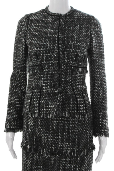 Philippe Adec Womens Skirt Suit Multicolor Flecked Button Long Sleeve Size 2