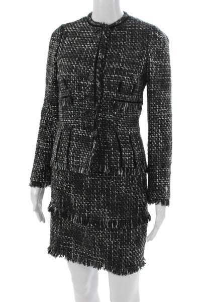 Philippe Adec Womens Skirt Suit Multicolor Flecked Button Long Sleeve Size 2