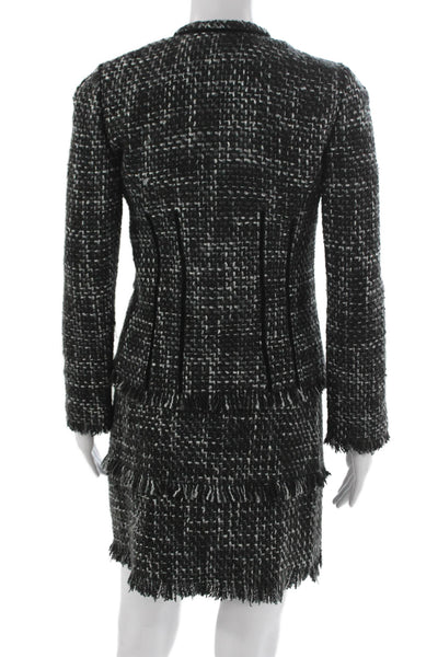 Philippe Adec Womens Skirt Suit Multicolor Flecked Button Long Sleeve Size 2