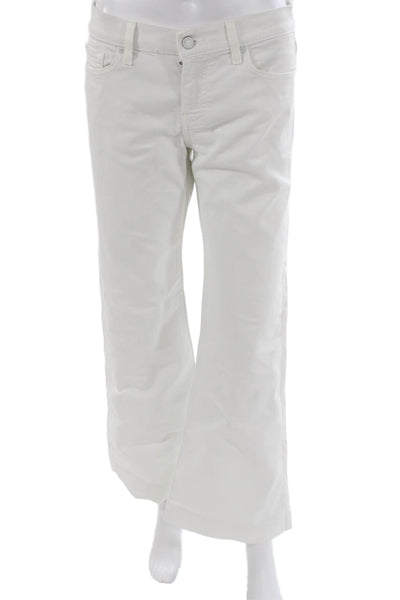 7 For All Mankind Women Flared White Jeans Cotton Blend Mid Rise Size 30