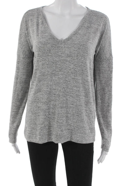 Rag & Bone Women Basic Gray V-Neck Long Sleeve T-Shirt Size S