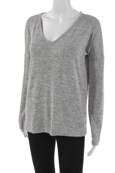 Rag & Bone Women Basic Gray V-Neck Long Sleeve T-Shirt Size S