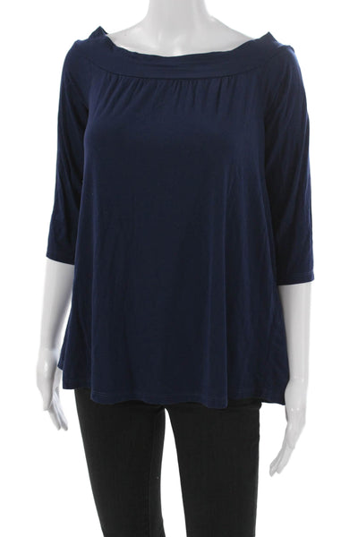 Michael Stars Womens Tunic Blue Boat Neck 3/4 Sleeve Size One Size