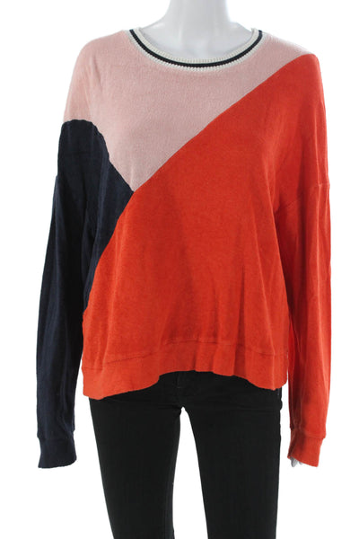 Splendid Women Pullover Sweater Multicolor Cotton Colorblock Long Sleeve Size S