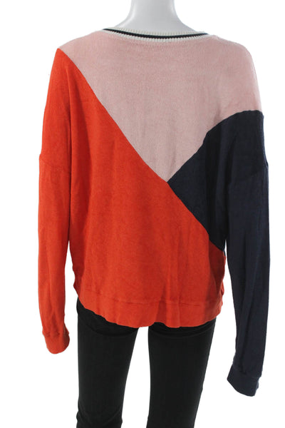Splendid Women Pullover Sweater Multicolor Cotton Colorblock Long Sleeve Size S