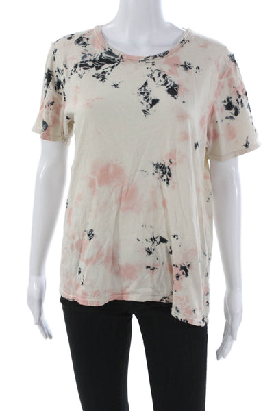 Lauren Moshi Womens Tie Dye Multicolor Cotton Basic T-Shirt Short Sleeve Size M