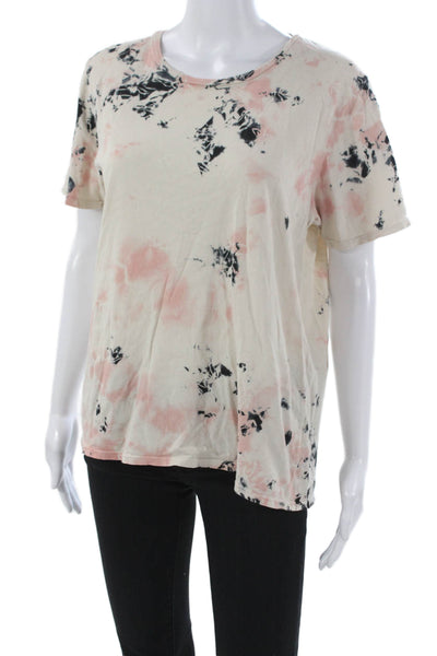 Lauren Moshi Womens Tie Dye Multicolor Cotton Basic T-Shirt Short Sleeve Size M