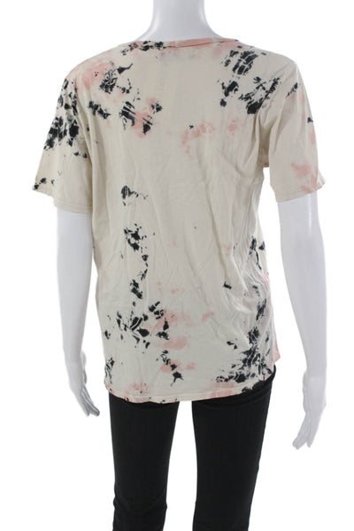 Lauren Moshi Womens Tie Dye Multicolor Cotton Basic T-Shirt Short Sleeve Size M
