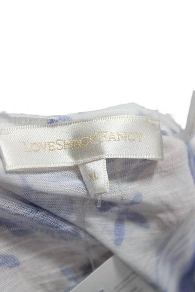 Love Shack Fancy Womens Cropped White Floral Tee Short Sleeve Size XL